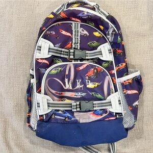 Pottery Barn Kids PBK Hot Wheels Gray Blue Mackenzie Large Backpack